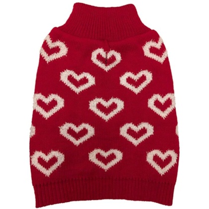 Fashion Pet All Over Hearts Dog Sweater Red