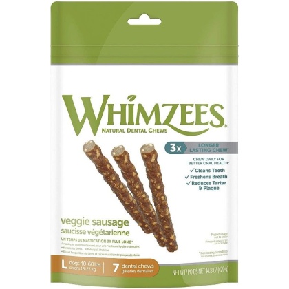 Whimzees Natural Dog Treats - Veggie Sausage Sticks